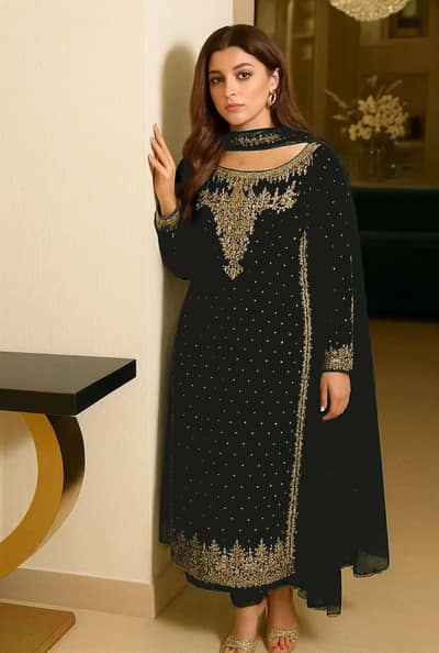 Ahmozi Presenting Aneelas Chiffon Embroidered Unstitched Collection