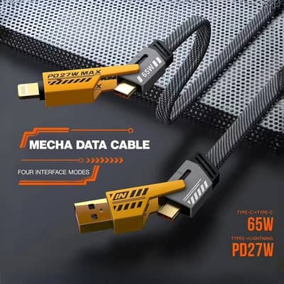 4-in-1 Charging Cable | Type-C, Micro USB & Lightning | Fast Charging
