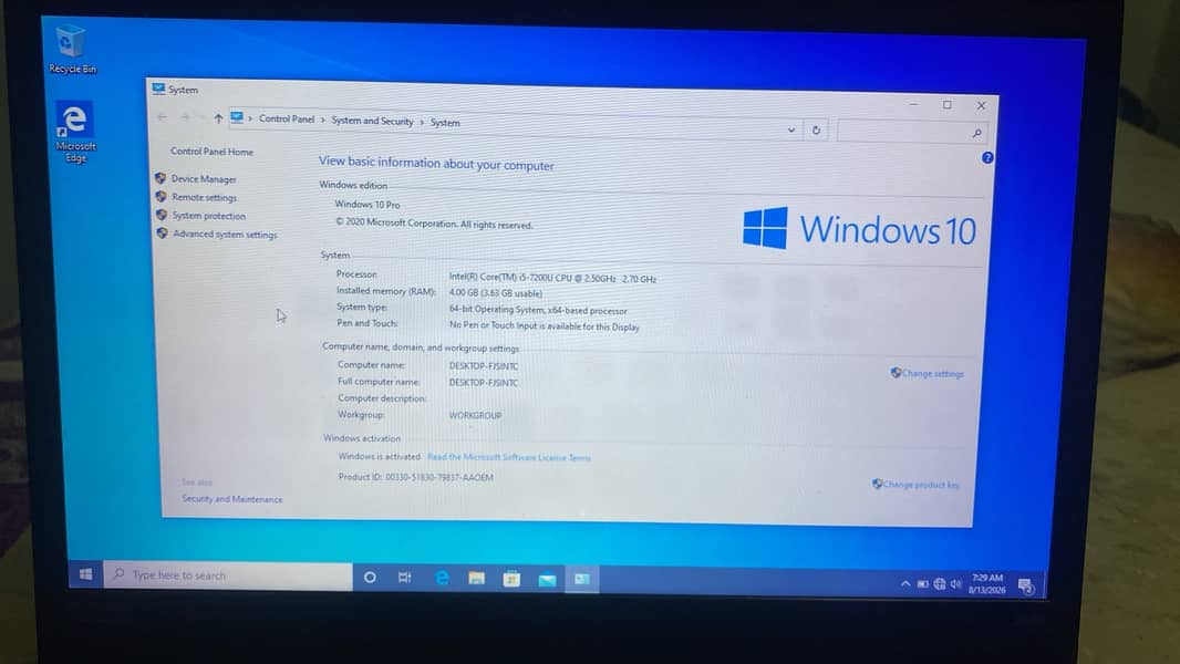 Thinkpad e580 i5 7th gen 3