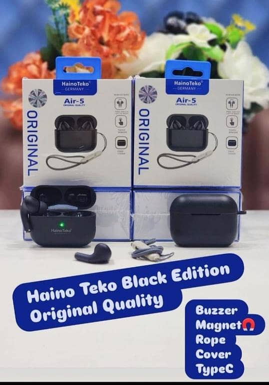 Original Haino Teko (Germany) Air-5 True Wireless Earbuds | Active Noise Cancellation TWS Ear ponds | Bluetooth 5.2 Headset with Free Silicon Cover - Special Deal