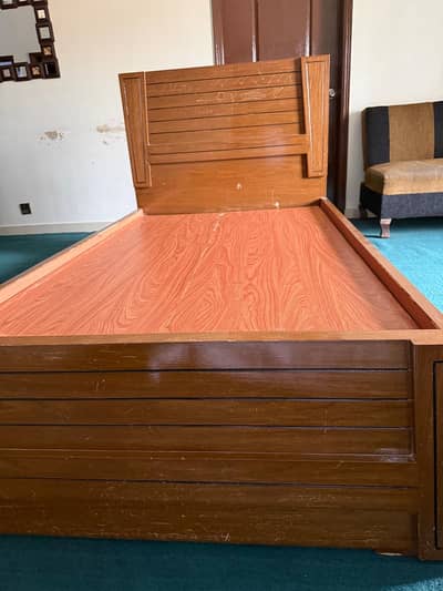 Solid wood Single bed set in good condition