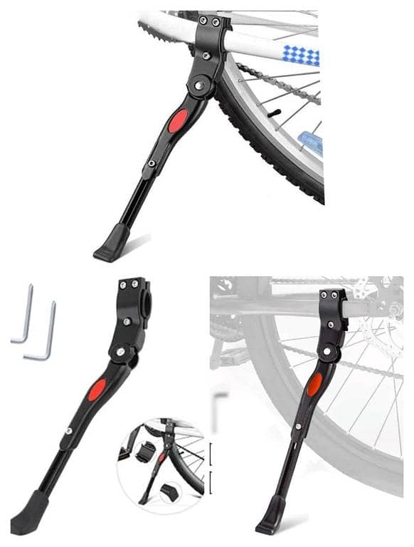Adjustable Aluminum Alloy Bicycle Kickstand | Heavy-Duty Side Stand for MTB, Road & Hybrid Bikes (20" 22" , 24" 26" 27.5 -29" Wheels)"