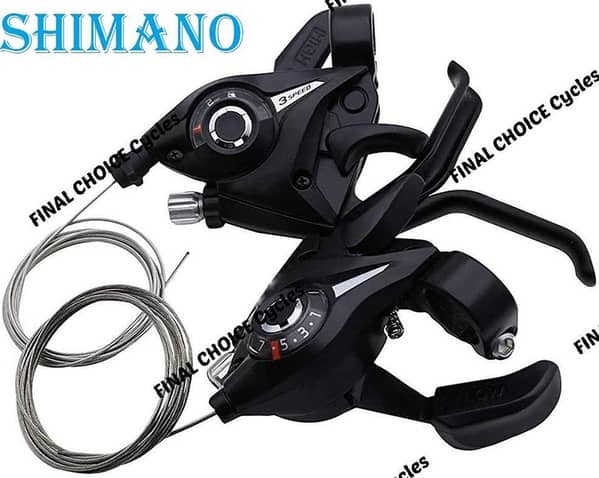 Original SHIMANO Gear Shifter Set Pair FRONT & BACK SET WITH Aluminum LIVER & WIRES