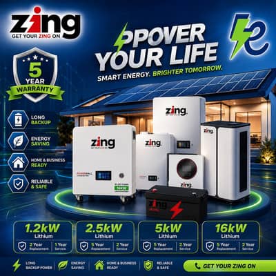 Zing Lithium Batteries 1.2KW | 2.5KW | 5KW | 16KW
