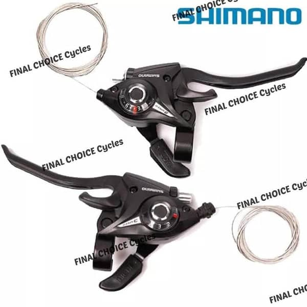 Original SHIMANO Gear Shifter Set Pair FRONT & BACK SET WITH Aluminum LIVER & WIRES