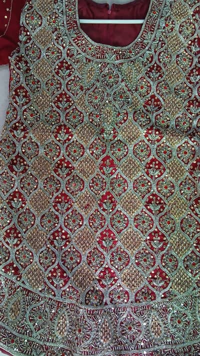 Barat lehnga ready to wear red maroon colour