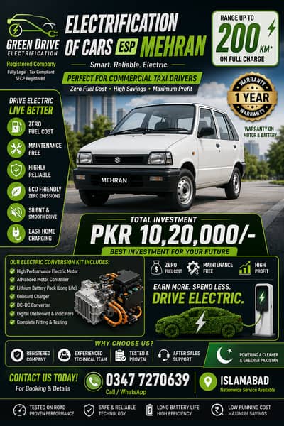 Convert your Suzuki Mehran into an Electric Vehicle (EV)