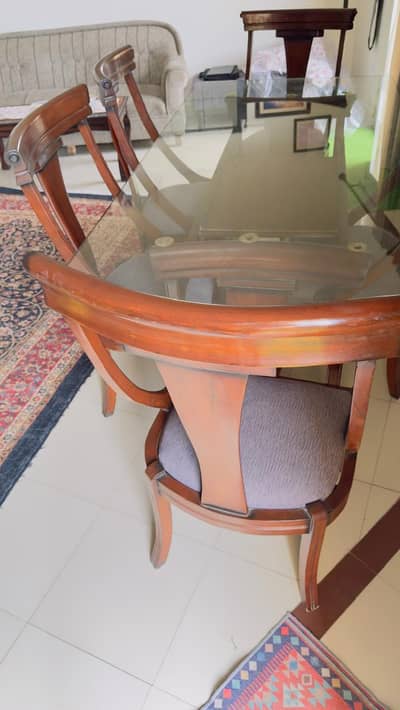 Dining Table with Mirror top and 6 chairs