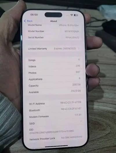 iPhone 16 Pro Max 256gb Factory