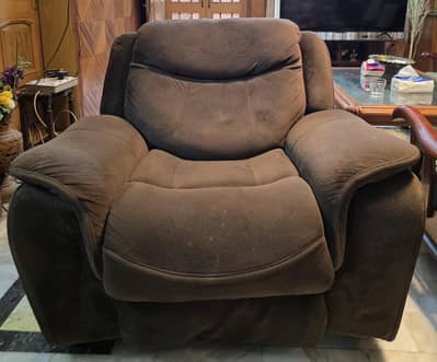 Highlife Comfortable Brown Fabric Recliner (Rocker & Swivel)