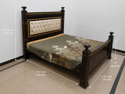 Pure Wooden King size Bed Set with 2 side Tables,  Elegently Carved