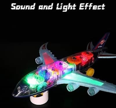 B/O Gear  plane  Toy _ Transparent Gear Airplane  With Lights & Music