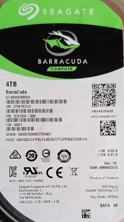 4 TB Hard Drive / Hard Drive / 4TB / Made in Singapore