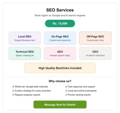 Complete SEO Services | Local, On-Page, Off-Page, Technical, AEO & GEO