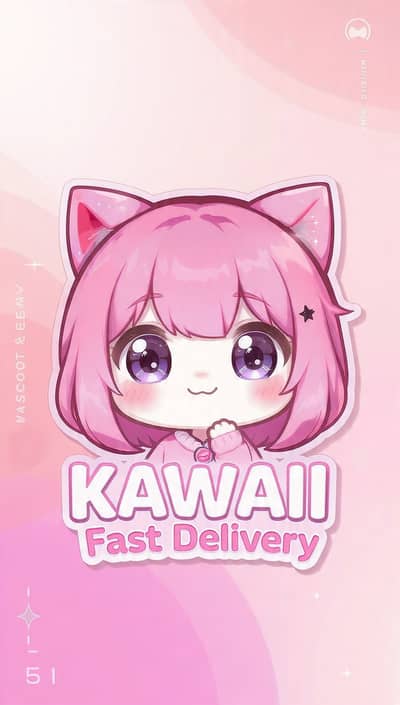 I Will Make Kawaii VTuber Mascot, Emotes & Logo