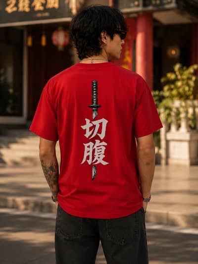 Men's Red Japanese Katana T-Shirt | Premium Graphic Streetwear Tee