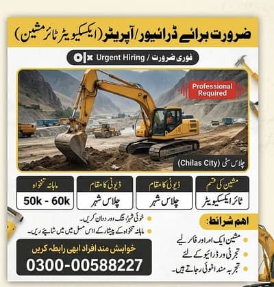 ایکسکویٹر آپریٹر / ڈرائیور درکار ہے – چلاس