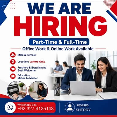part time job, full time job for males & female job