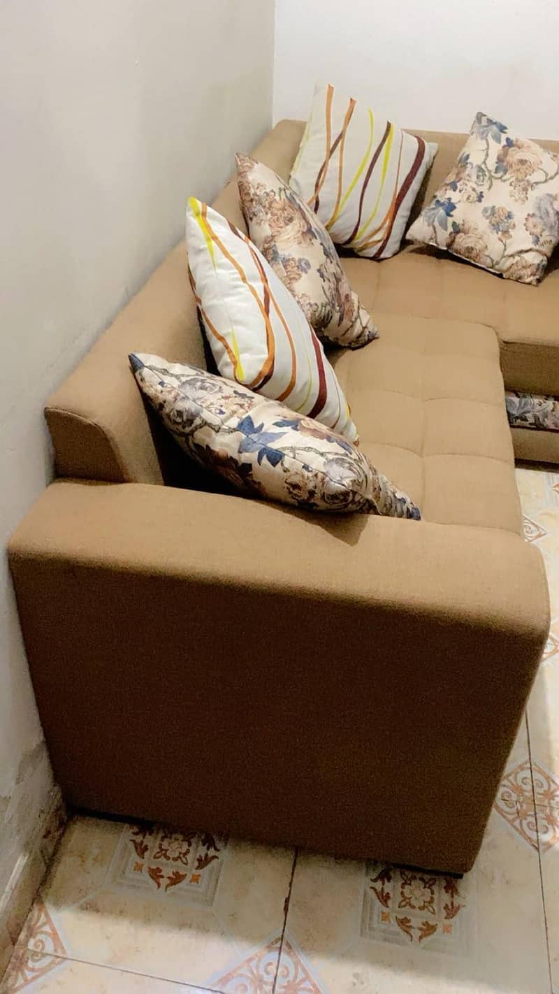 L shape sofa set with table 3