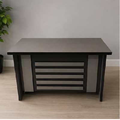 Modern Grey & Black Office Desk – 2 Drawers