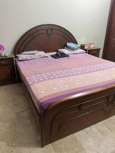 Wooden Bed Set and Cupboard