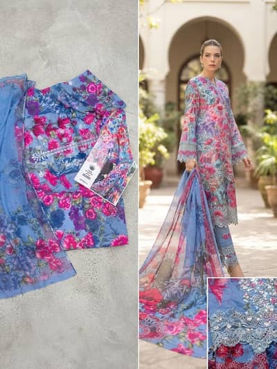 Premium Unstitched Ladies Lawn Suit – Sequins Embroidery | A&S Collect