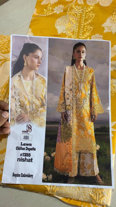 Premium Unstitched Ladies Lawn Suit – Heavy Sequins Embroidery
