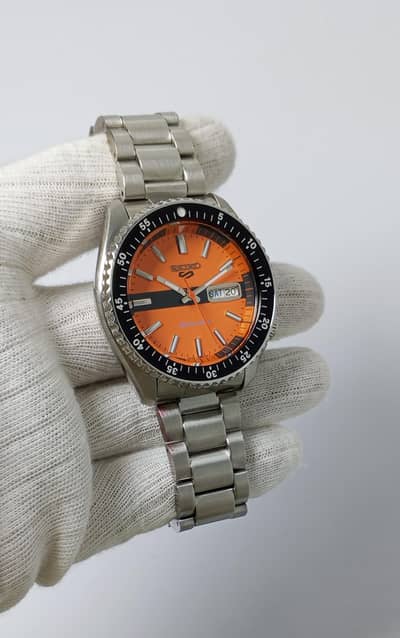 Seiko 5 Automatic Vibrant Orange Dial Luxury