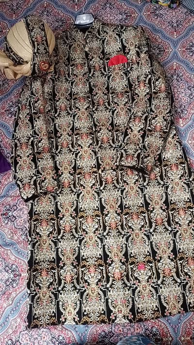 Groom Sherwani/Dulha Sherwani/Black Velvet Groom Sherwani