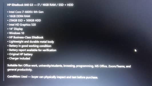 Ho Elitebook 840 g3
