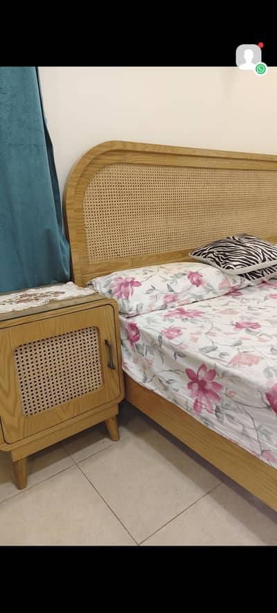 Aesthetic Rattan Bedroom Set – King Bed, Wardrobe, Dresser & Tables