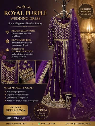 Royal purple wedding dress