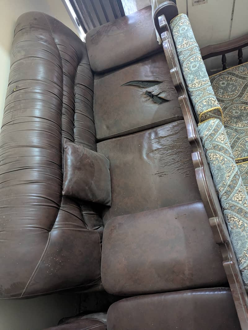 Brown leather sofa set 1