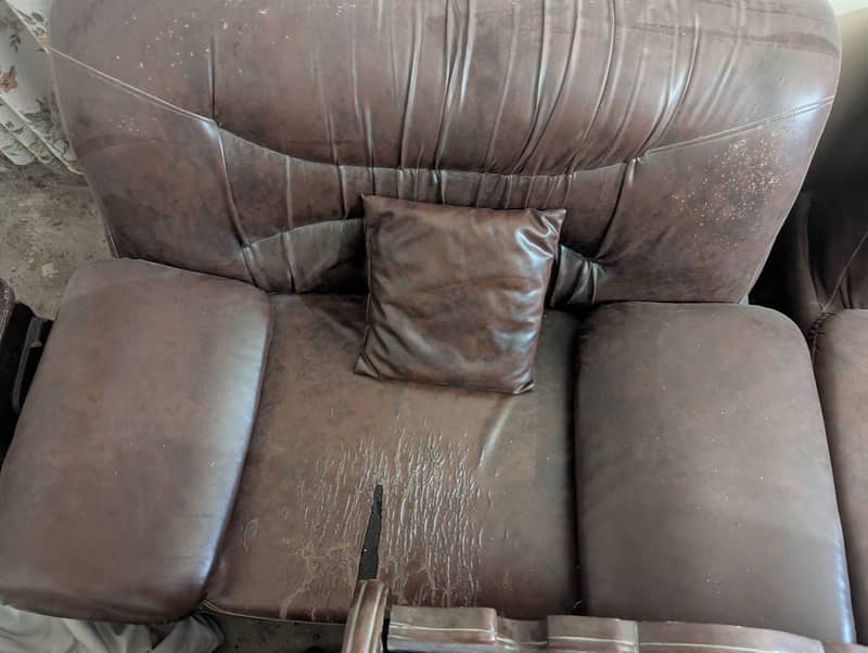 Brown leather sofa set 2
