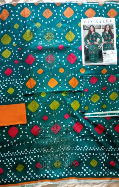 Binsaeed's embroidery designs lawn 3pc