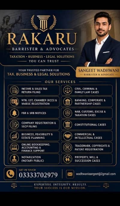 Tax Consultant, Sales Tax, Income Tax Return, FBR, Tax Filer, NTN, SEC