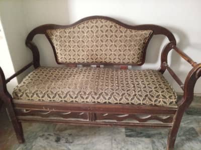 Antique Victorian 4 Person Wooden Bench Sofa - Loveseat