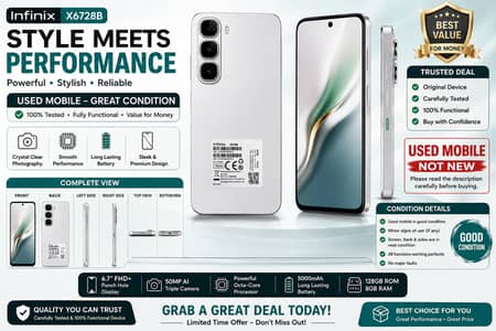 Infinix X6728B Used Mobile | Excellent Condition | 128GB