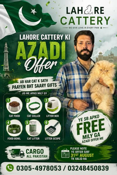 cats per azadi offer bht  gift free 03054978053