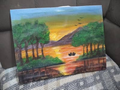 Handmade Sunset Landscape Painting