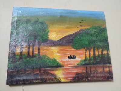Handmade Sunset Landscape Painting