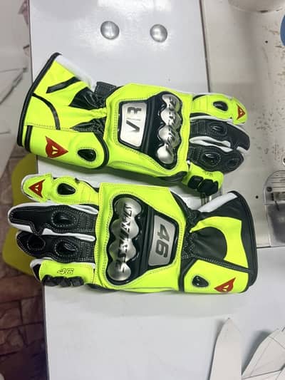 Valentino Rossi 46 Motorbike Leather Racing Gloves with All sizes