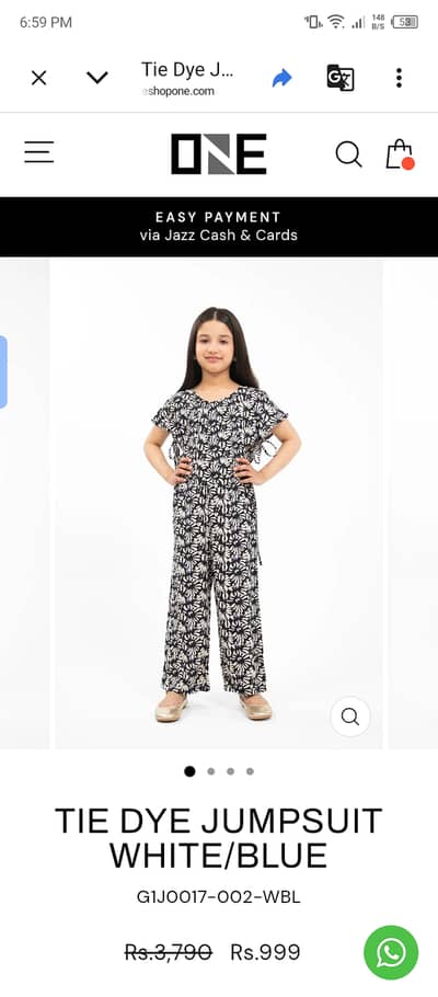 One brand jumpsuit for kids, size: 11 to 12 years ,