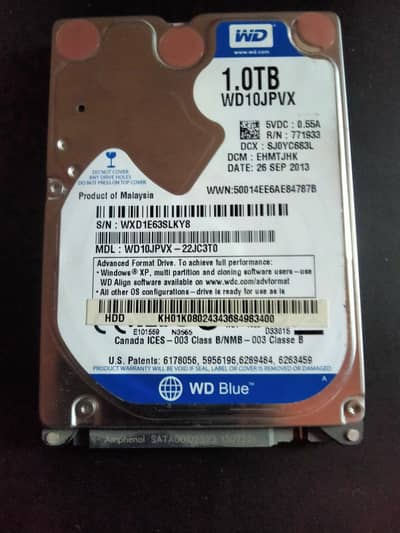 1Tb hard 100% health 2.5 sata