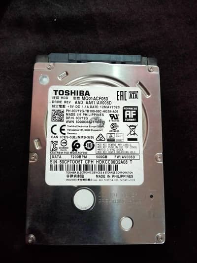 500gb 7200rpm 100% health hard 2.5 sata