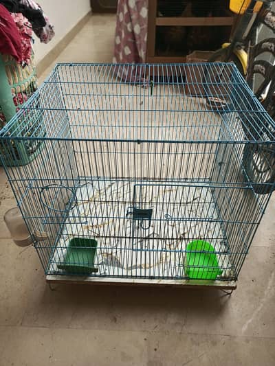 Bird / Pet food Cage with Wooden Base & Accessories | Good Condition