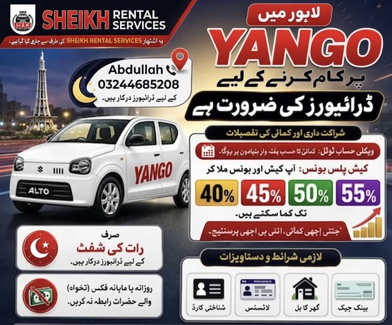 Drivers require for Indrive or Yango 0