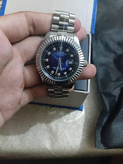 Men's Luxury Steel Watch Blue Dial with Box - Rawalpindi
