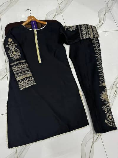 black kurta with golden embroidery