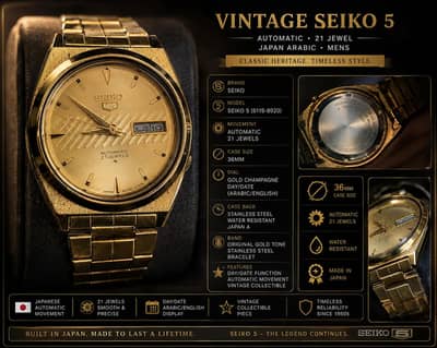 Vintage Seiko 5 Automatic 21 Jewel